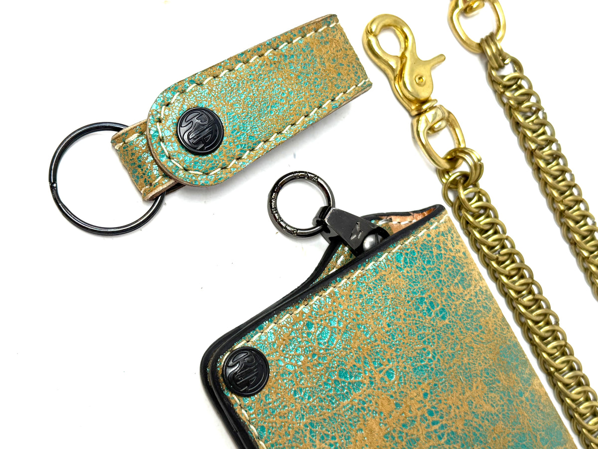 Anvil 5G Long Wallet - “Fallout Teal” Lambskin - Anvil Customs