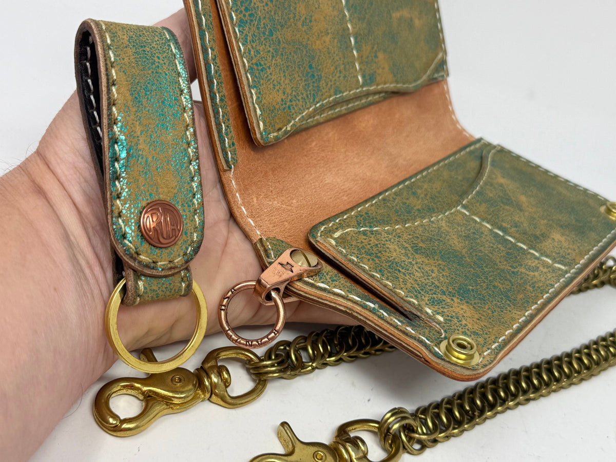 Anvil 5G Long Wallet - “Fallout Teal” Lambskin - Anvil Customs