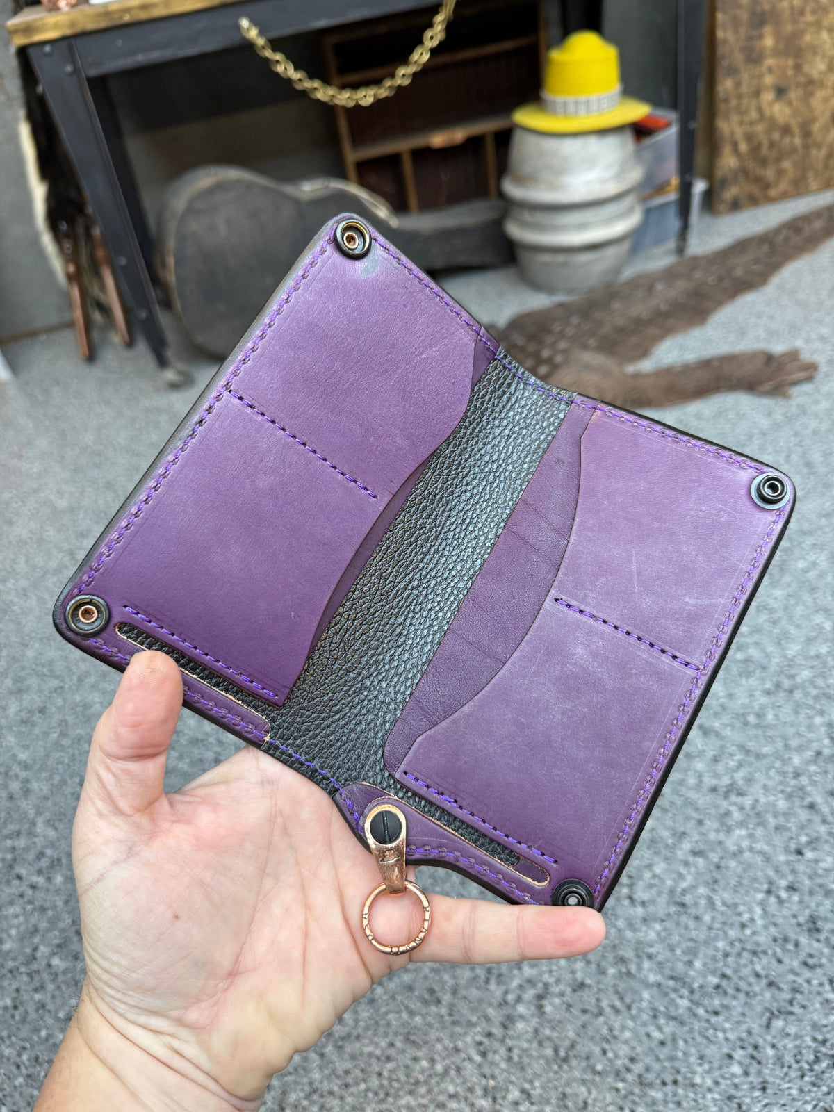 Anvil 5G Long Wallet -  Purple Hermann Oak - Anvil Customs