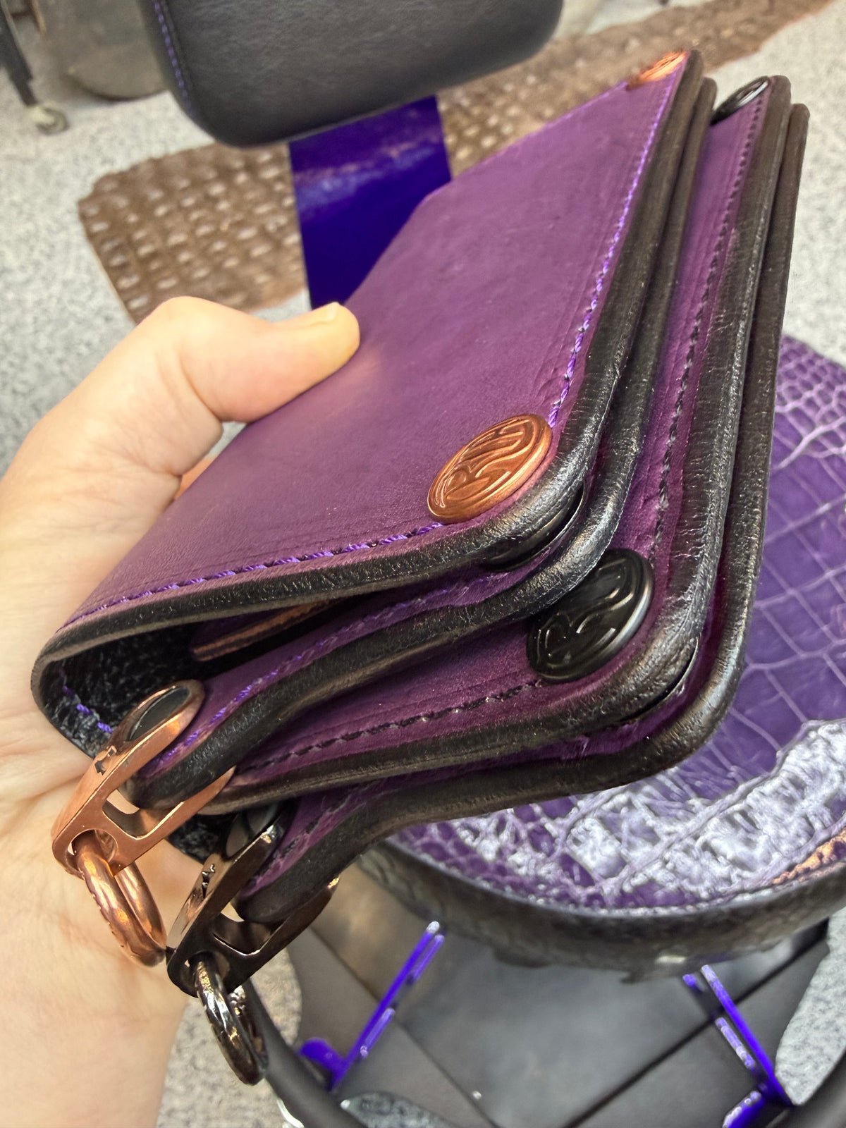 Anvil 5G Long Wallet -  Purple Hermann Oak - Anvil Customs