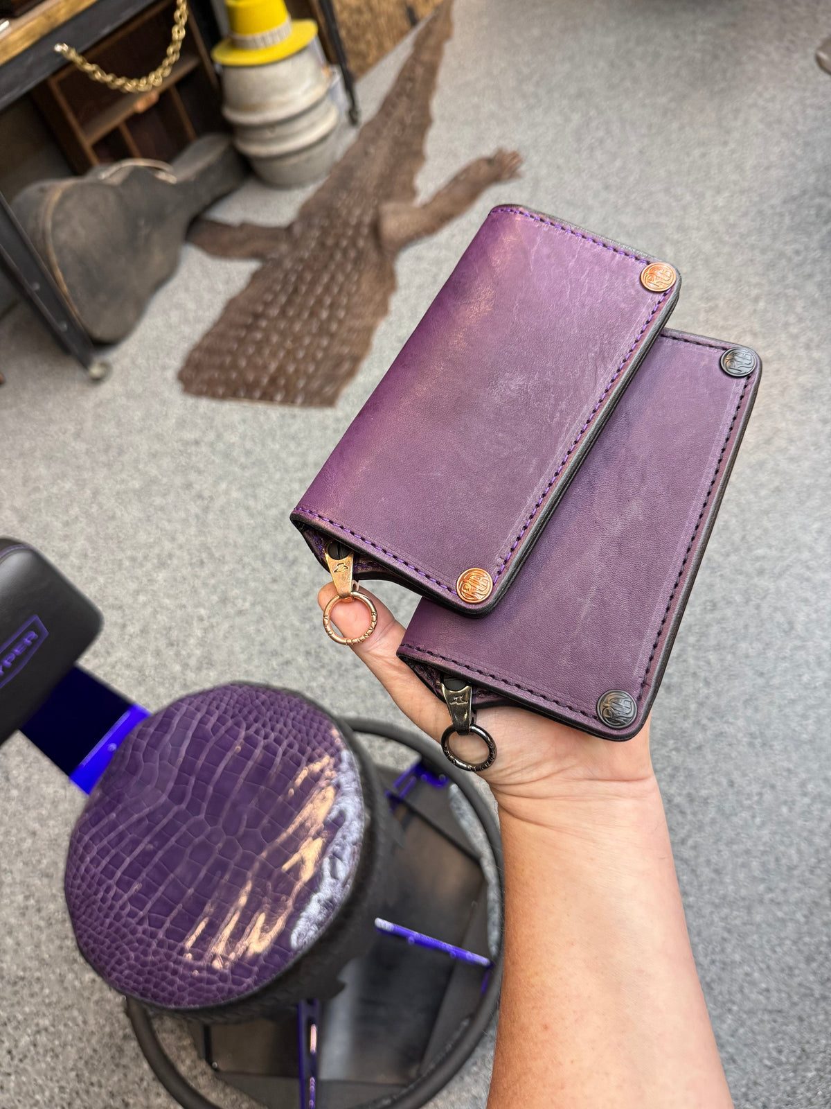 Anvil 5G Long Wallet -  Purple Hermann Oak - Anvil Customs