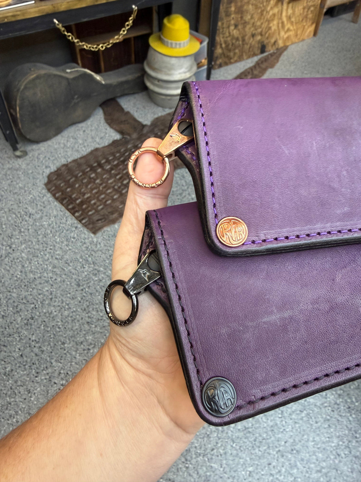 Anvil 5G Long Wallet -  Purple Hermann Oak - Anvil Customs