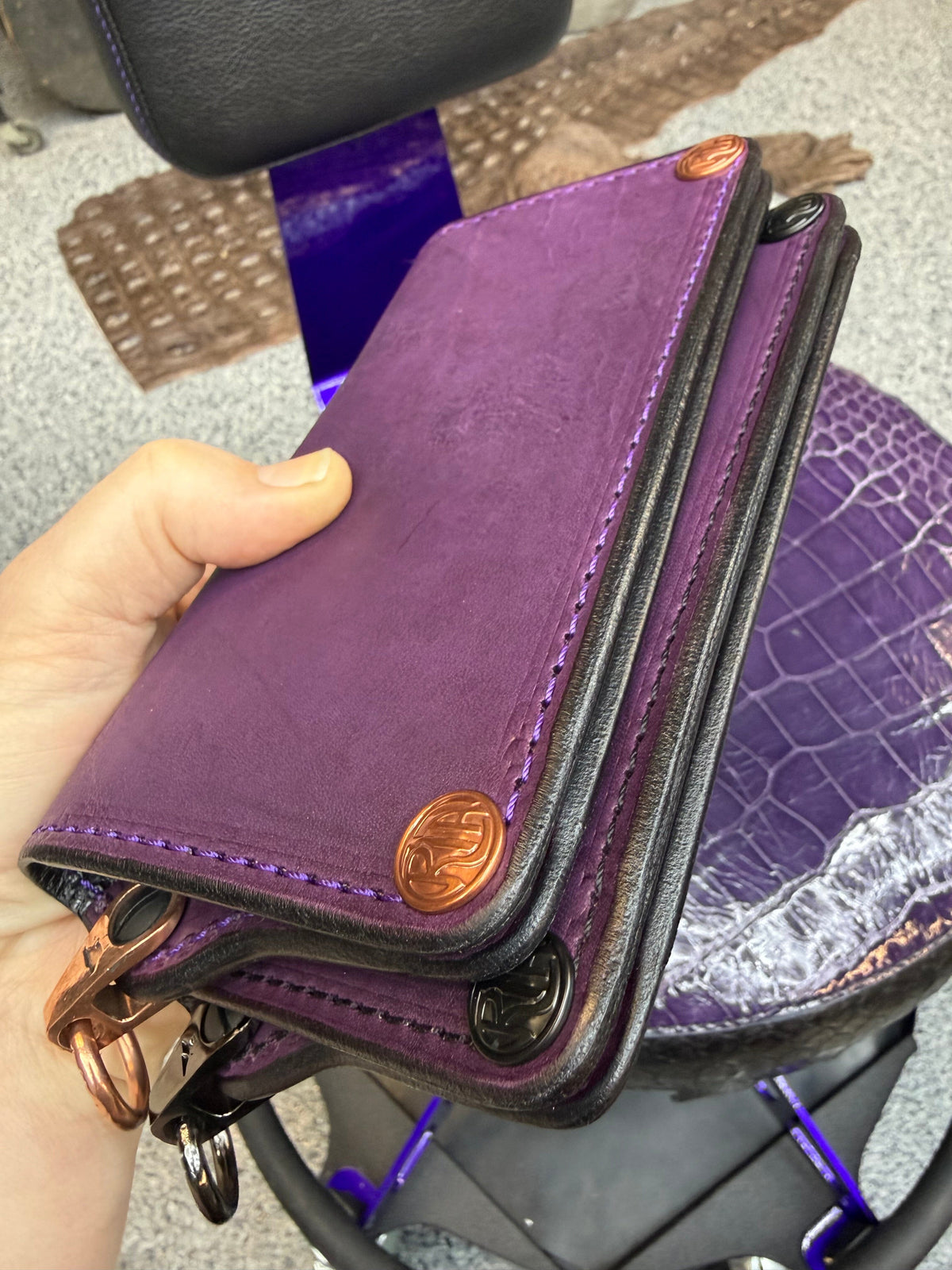 Anvil 5G Long Wallet -  Purple Hermann Oak - Anvil Customs