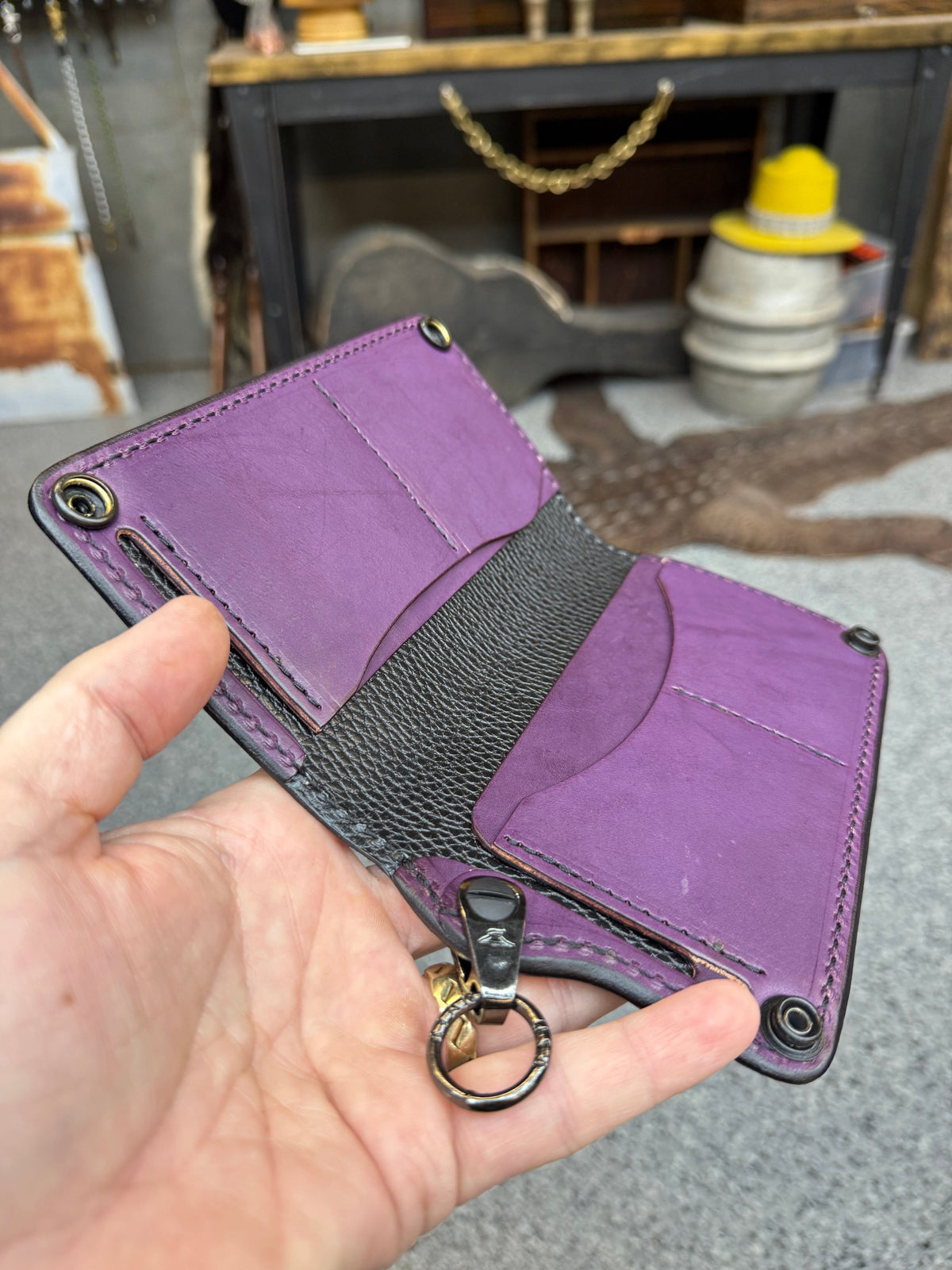 Anvil 5G Long Wallet -  Purple Hermann Oak - Anvil Customs