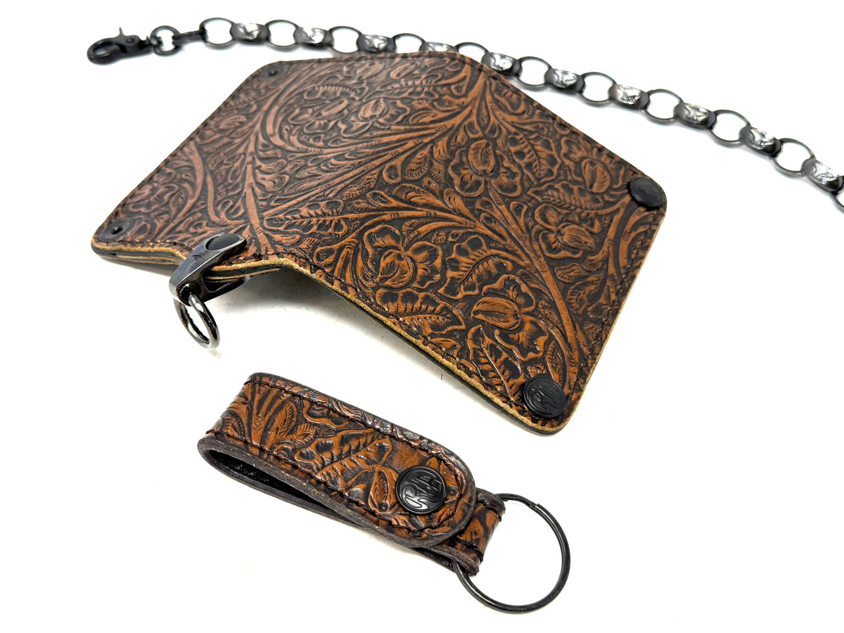 Anvil 5G Mini Long Chain Wallet - Western Floral - Anvil Customs