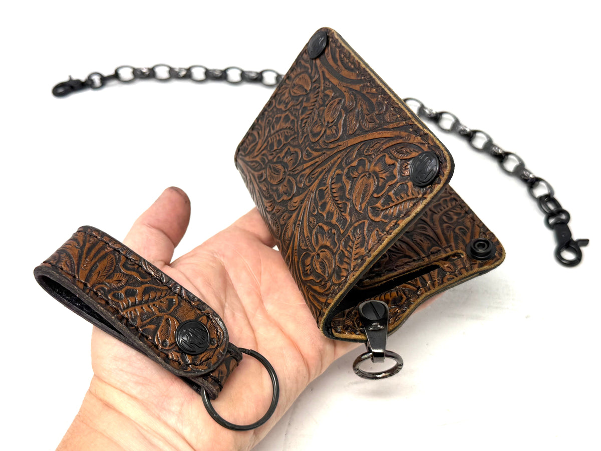 Anvil 5G Mini Long Chain Wallet - Western Floral - Anvil Customs