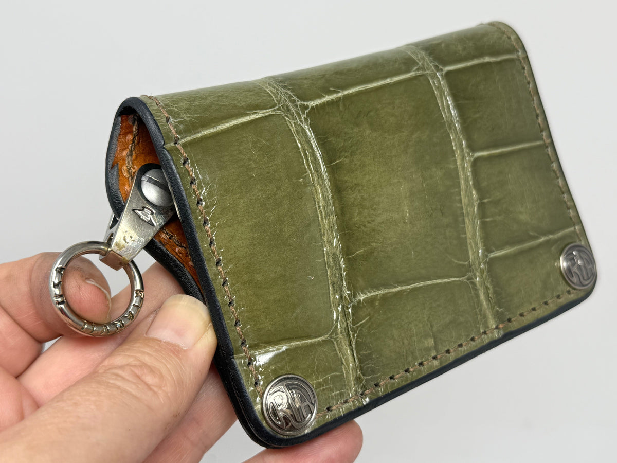 Anvil 5G Mini Long Wallet - Army Green Giant Gator - Anvil Customs