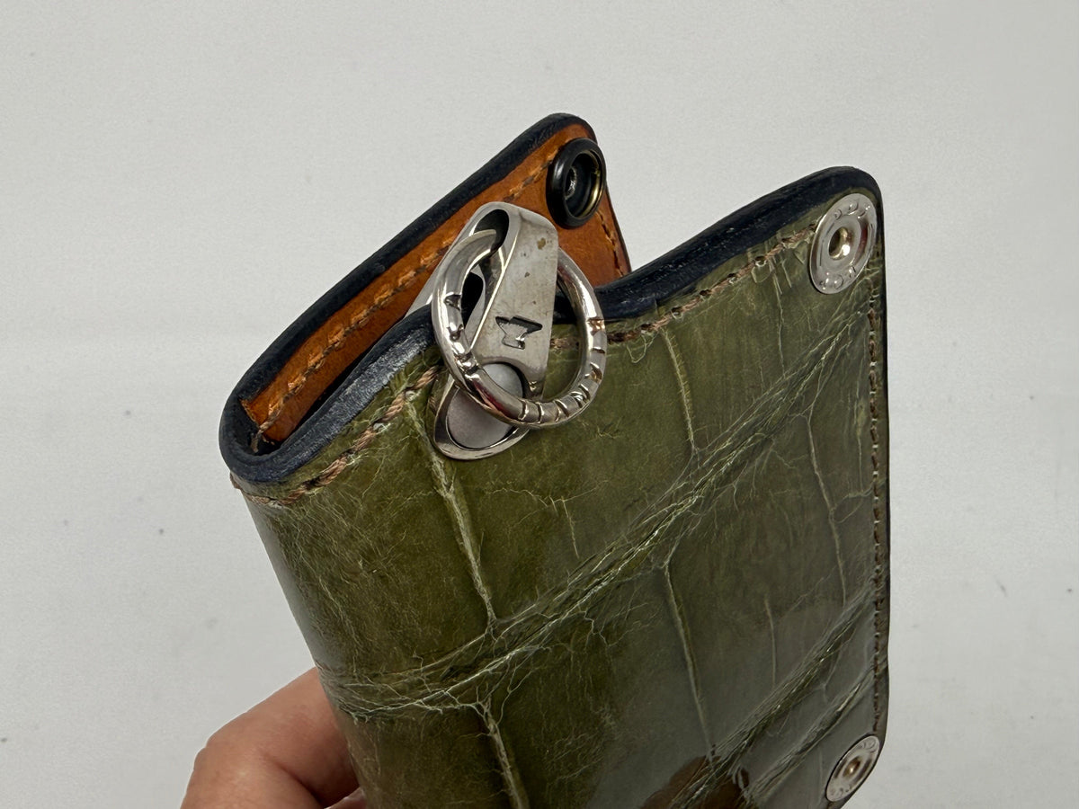 Anvil 5G Mini Long Wallet - Army Green Giant Gator - Anvil Customs