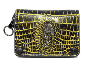 Anvil 5G Mini Long Wallet - Black/Gold Alligator Cloaca - Anvil Customs