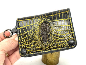 Anvil 5G Mini Long Wallet - Black/Gold Alligator Cloaca - Anvil Customs