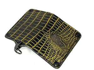Anvil 5G Mini Long Wallet - Black/Gold Alligator Cloaca - Anvil Customs