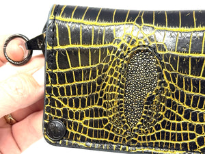 Anvil 5G Mini Long Wallet - Black/Gold Alligator Cloaca - Anvil Customs