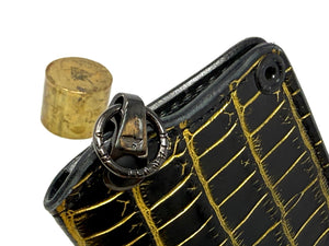 Anvil 5G Mini Long Wallet - Black/Gold Alligator Cloaca - Anvil Customs