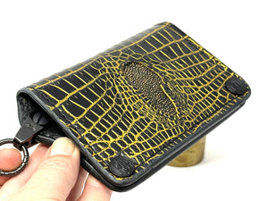 Anvil 5G Mini Long Wallet - Black/Gold Alligator Cloaca - Anvil Customs