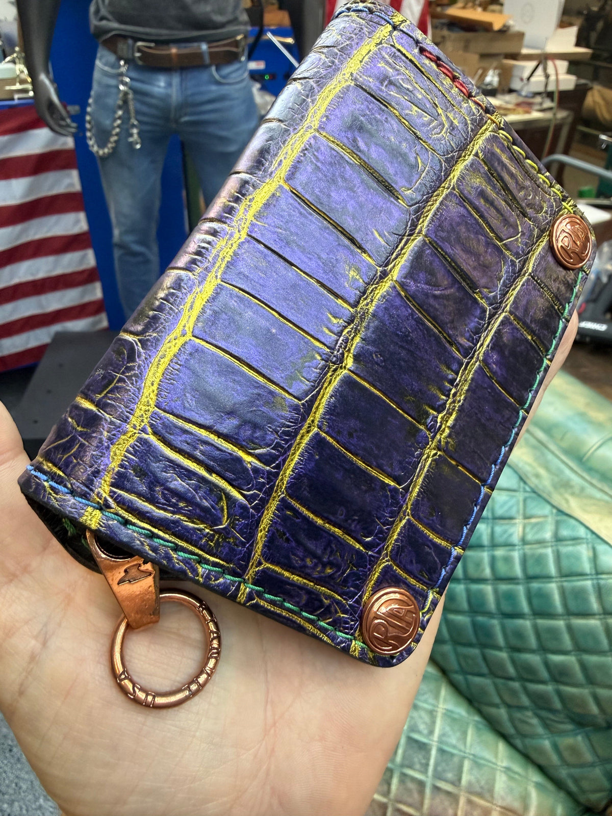 Anvil 5G Mini Long Wallet -  Purple/Gold Alligator - Anvil Customs