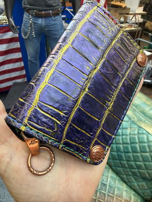 Anvil 5G Mini Long Wallet -  Purple/Gold Alligator - Anvil Customs