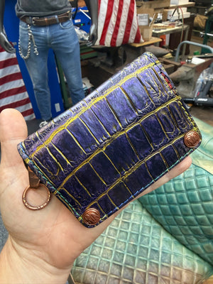 Anvil 5G Mini Long Wallet -  Purple/Gold Alligator - Anvil Customs