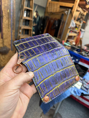 Anvil 5G Mini Long Wallet -  Purple/Gold Alligator - Anvil Customs