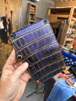 Anvil 5G Mini Long Wallet -  Purple/Gold Alligator - Anvil Customs
