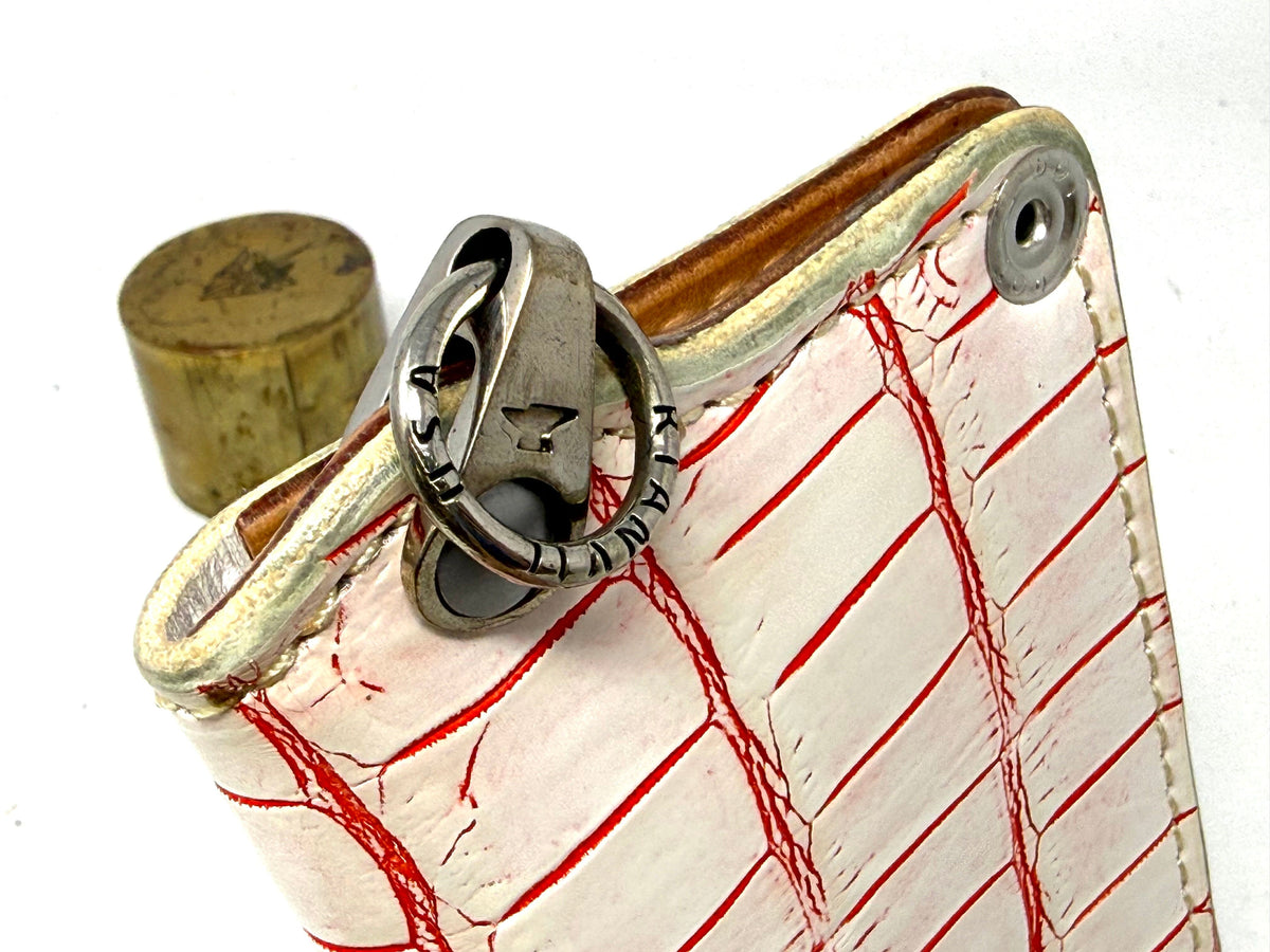 Anvil 5G Mini Long Wallet -  White/Red Alligator - Anvil Customs