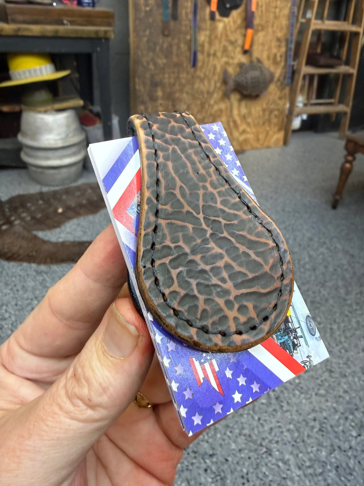 Anvil Cash Clamp Wallet:  Cognac Shark