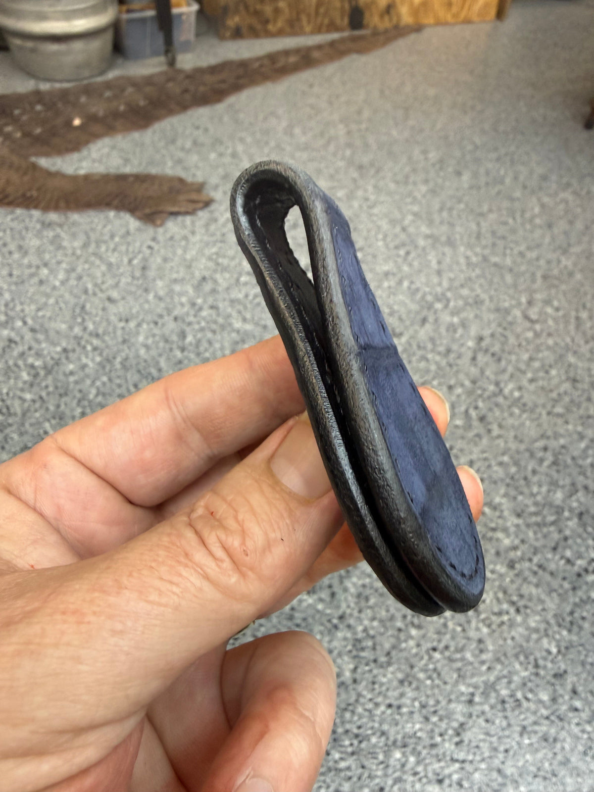 Anvil Cash Clamp Wallet:  Nubuck Navy Alligator