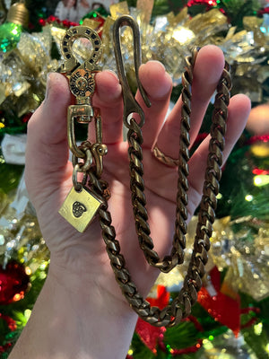 Brass Chain Tag/Pendant: Flatbiller Skull - Anvil Customs