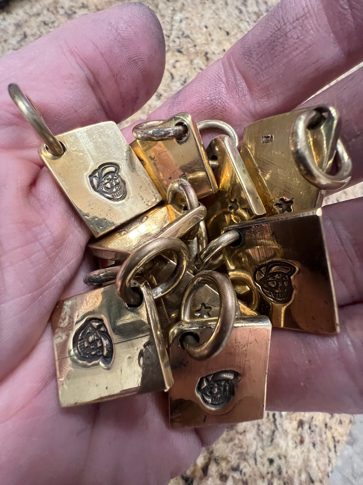Brass Chain Tag/Pendant: Flatbiller Skull - Anvil Customs