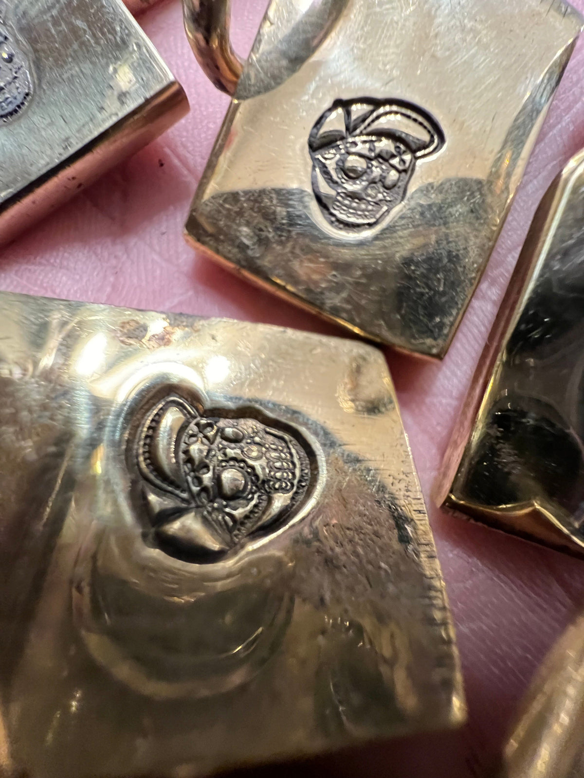 Brass Chain Tag/Pendant: Flatbiller Skull - Anvil Customs