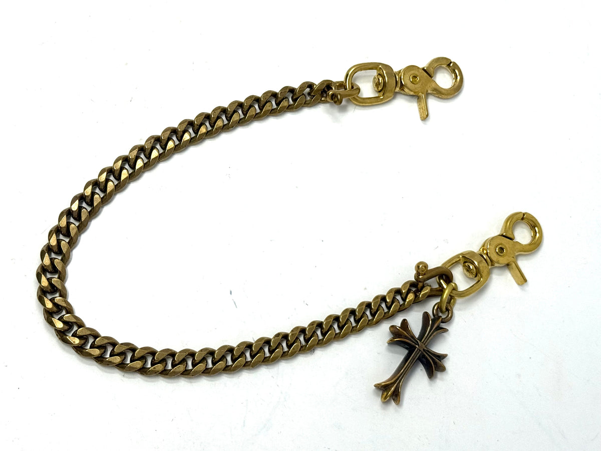 Brass Cuban Wallet Chain w/ Patonce Cross - Anvil Customs