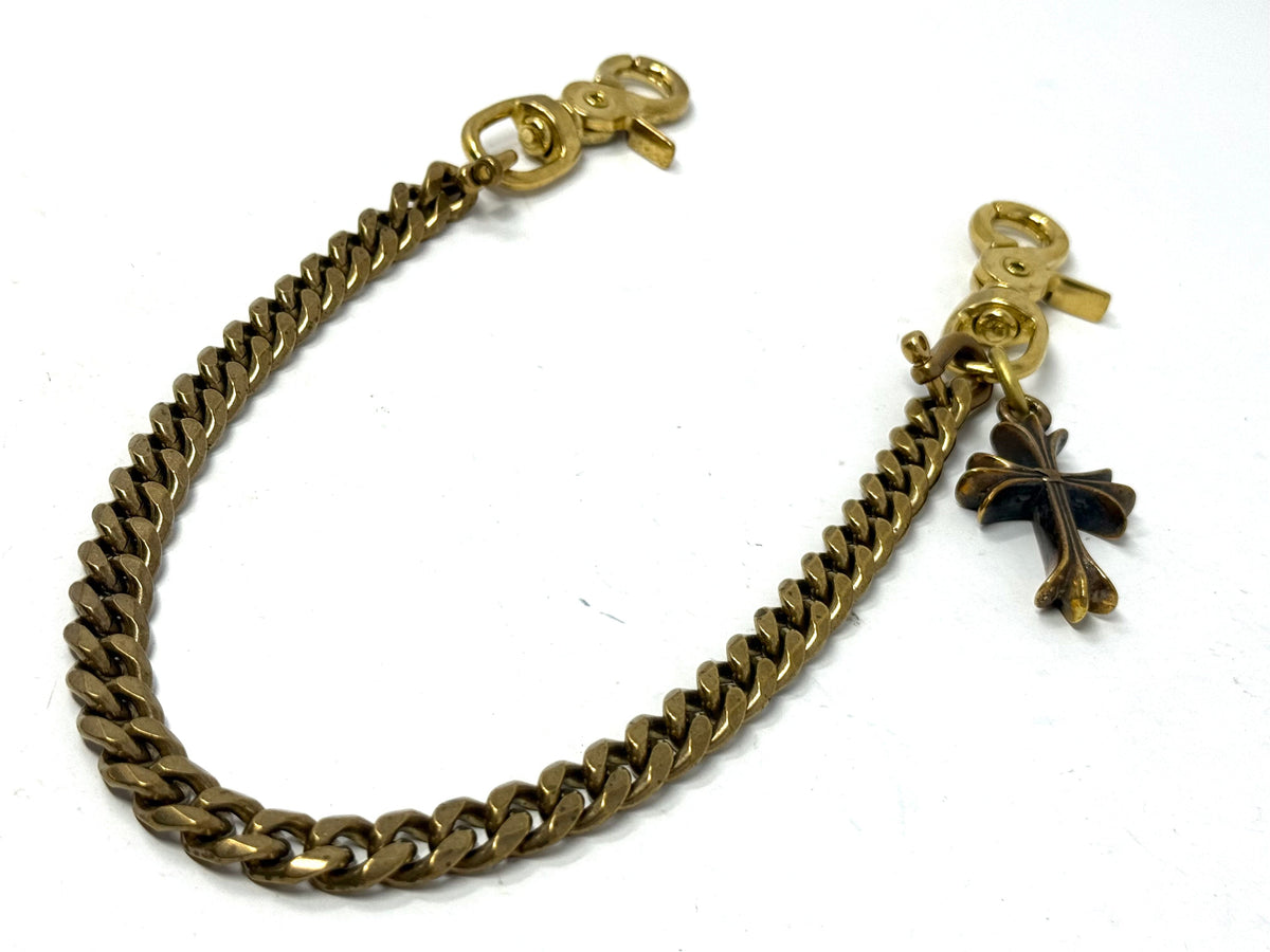 Brass Cuban Wallet Chain w/ Patonce Cross - Anvil Customs
