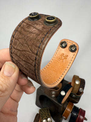 Chocolate Hippo Leather Bracelet / Cuff - Anvil Customs