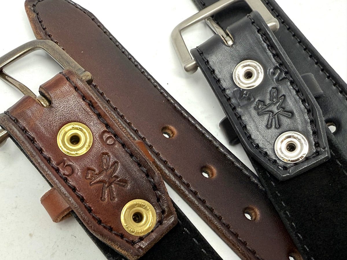 Custom Leather Belt - 2 Ply Stitched Gun Belt - Anvil Customs