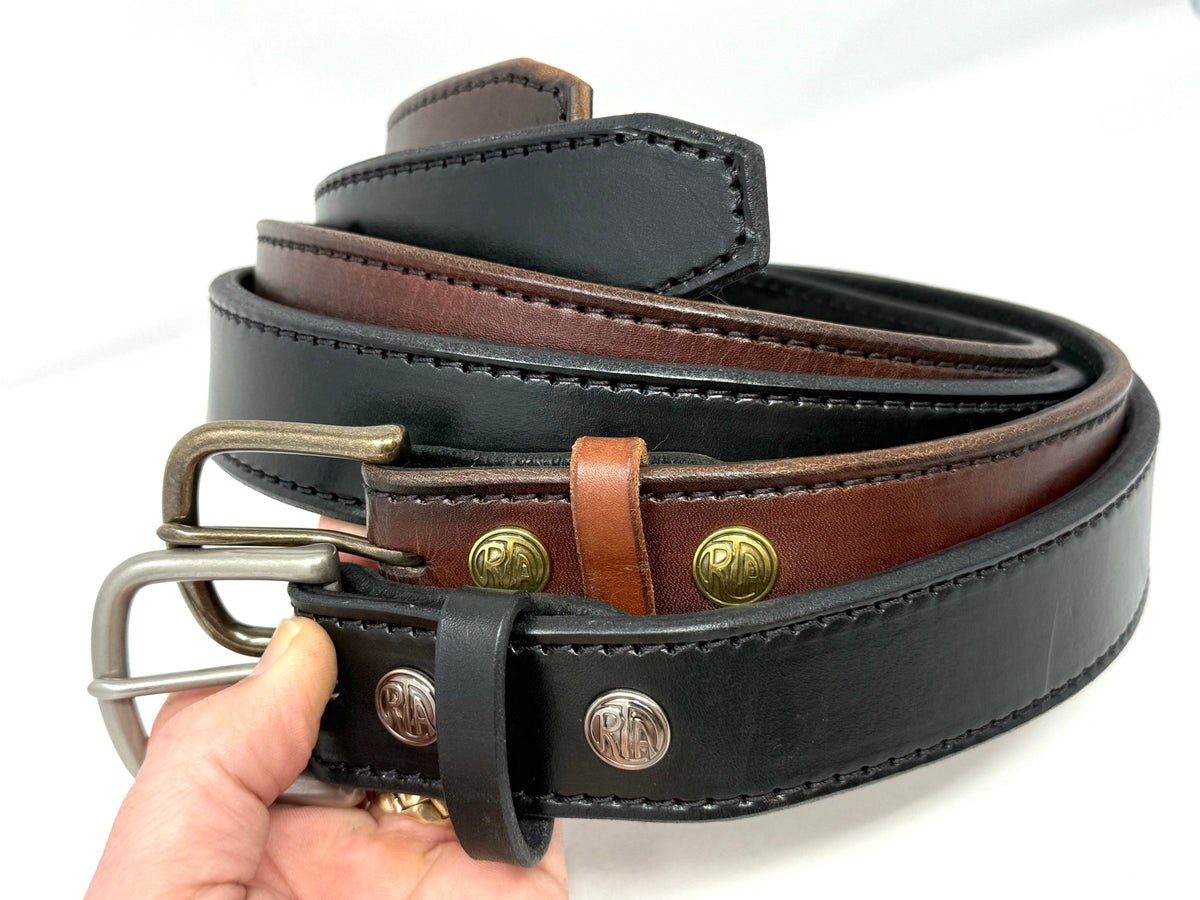 Custom Leather Belt - 2 Ply Stitched Gun Belt - Anvil Customs