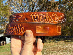 Custom Leather Belt - We The People - Anvil Customs