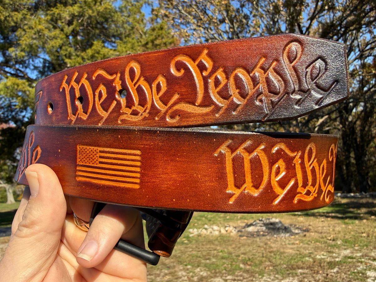 Custom Leather Belt - We The People - Anvil Customs