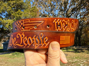 Custom Leather Belt - We The People - Anvil Customs