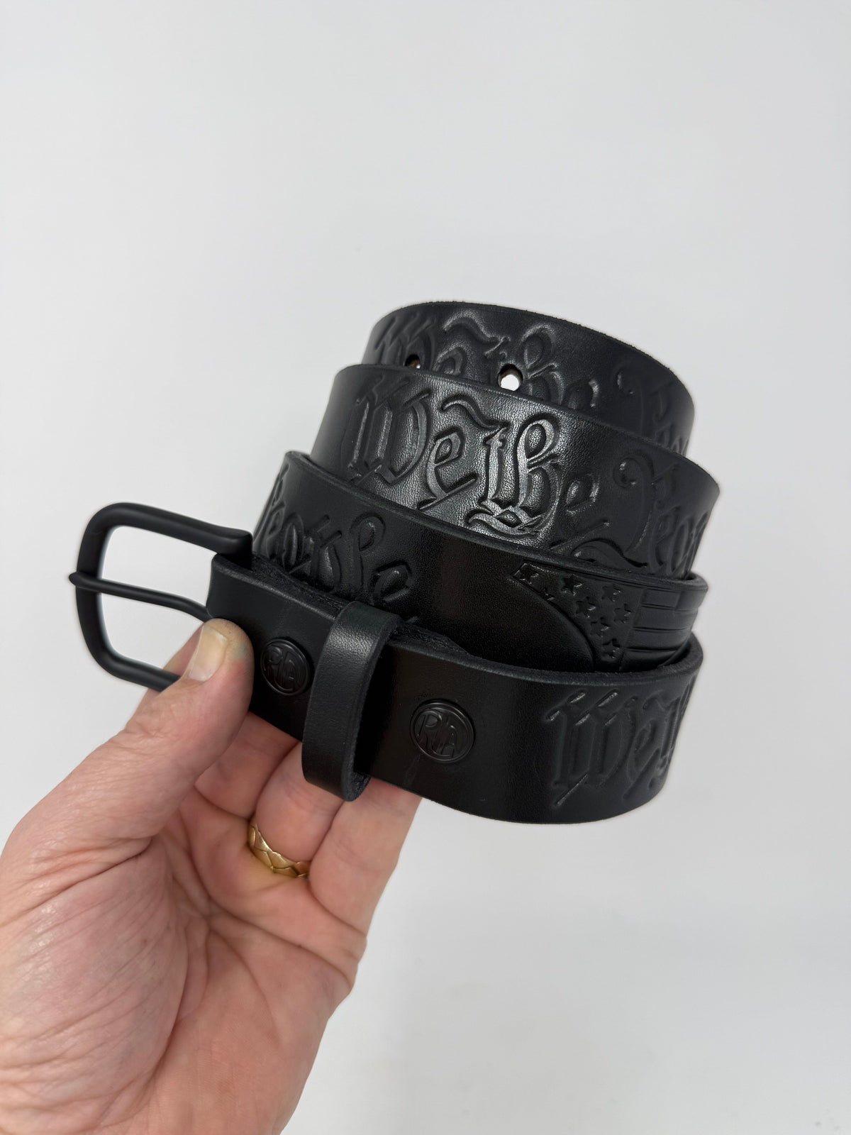 Custom Leather Belt - We The People - Anvil Customs