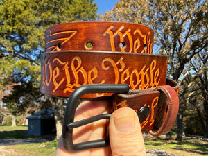 Custom Leather Belt - We The People - Anvil Customs