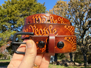 Custom Leather Belt - We The People - Anvil Customs