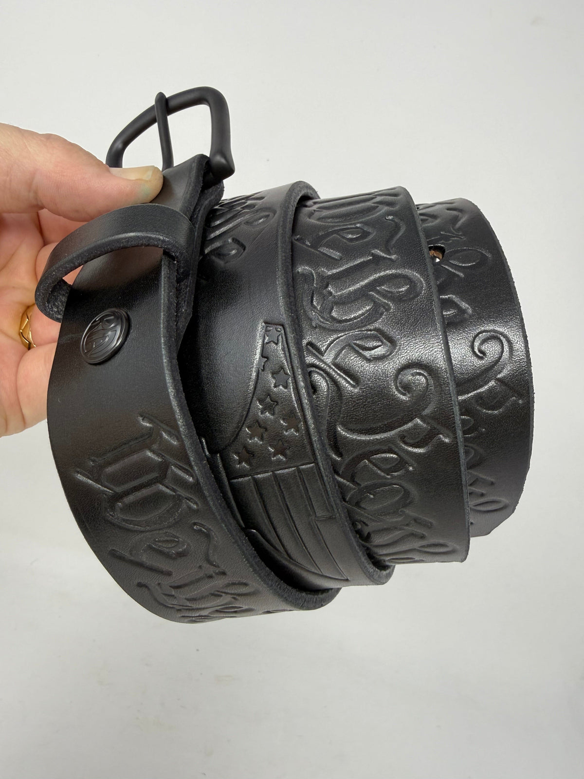 Custom Leather Belt - We The People - Anvil Customs