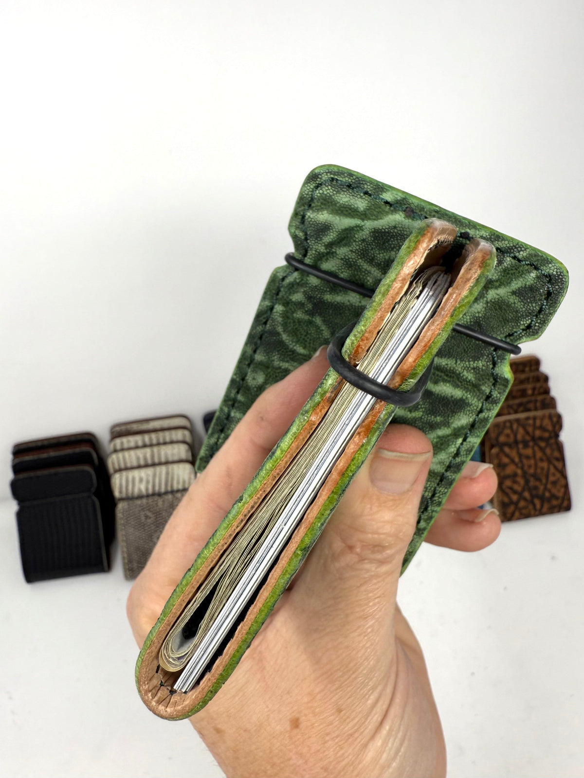 El Camino Wallet - Antiqued Green Elephant - Anvil Customs