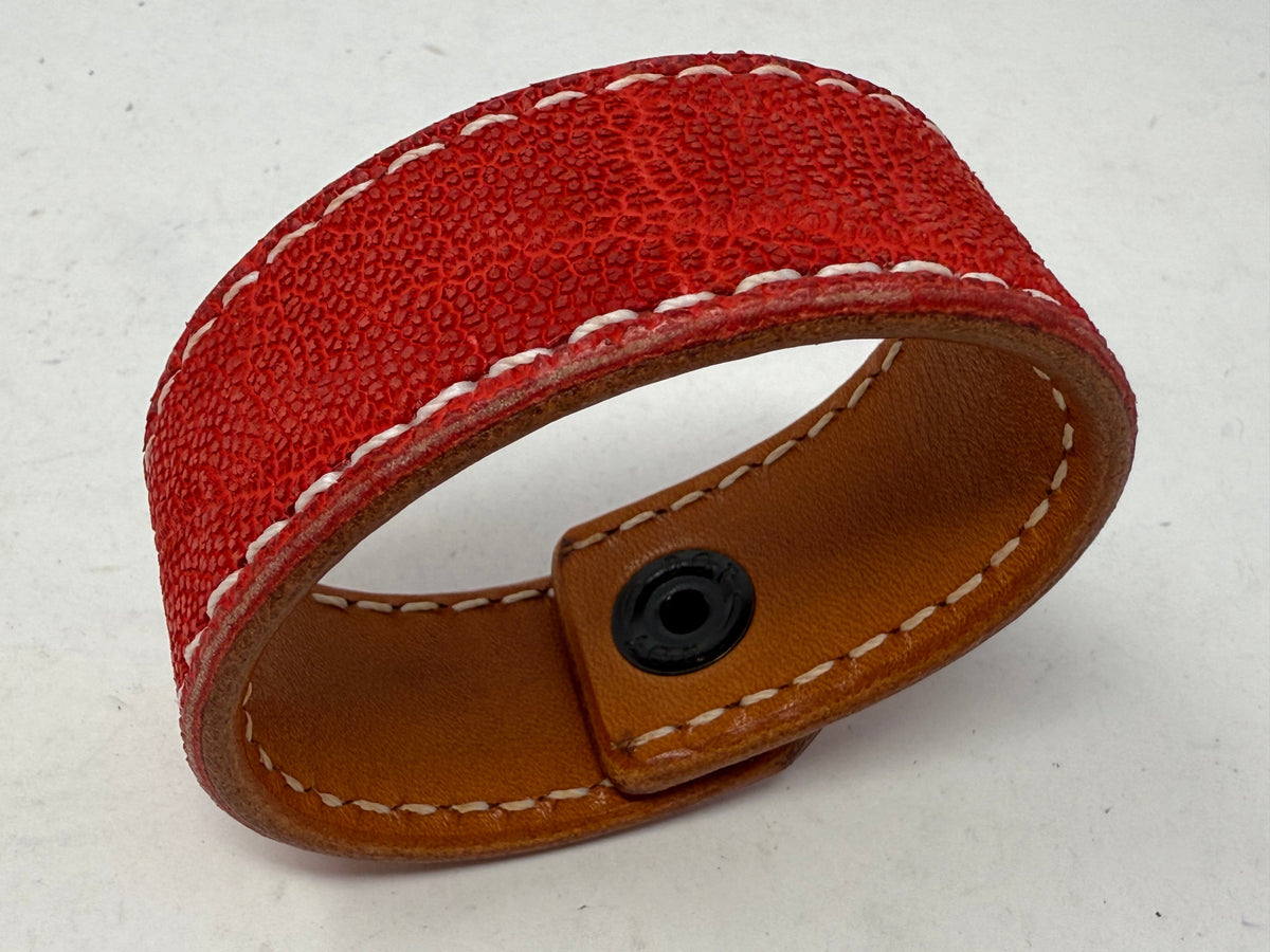 Elephant Leather Bracelet / Cuff: RED - Anvil Customs