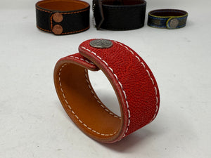 Elephant Leather Bracelet / Cuff: RED - Anvil Customs
