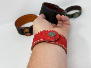 Elephant Leather Bracelet / Cuff: RED - Anvil Customs