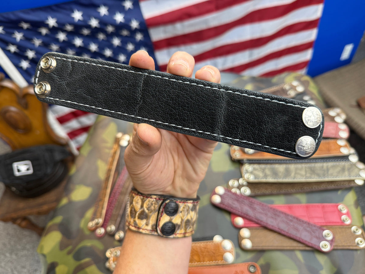 Exotic Leather Bracelet / Cuff:  Black Elephant - Anvil Customs