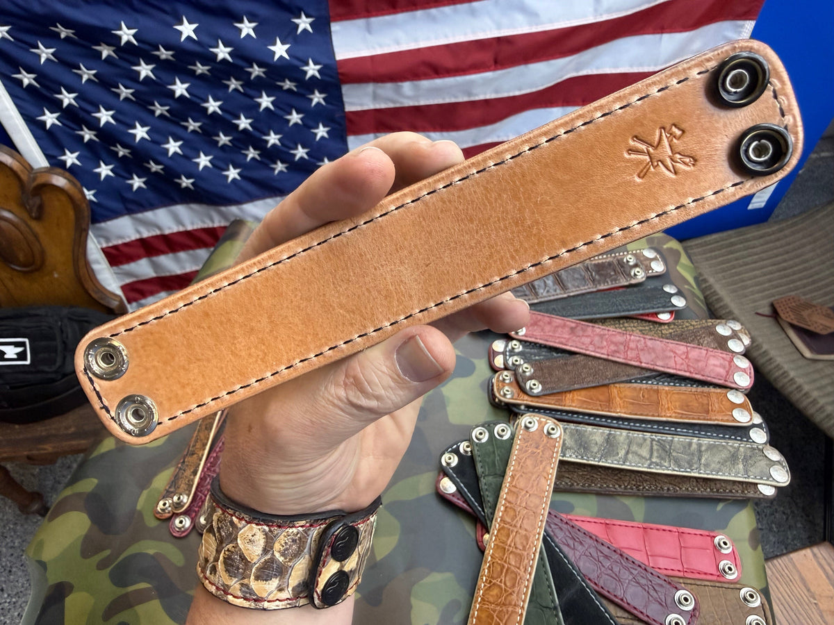Exotic Leather Bracelet / Cuff:  Black Shark - Anvil Customs
