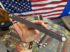 Exotic Leather Bracelet / Cuff:   Black Shark - Anvil Customs