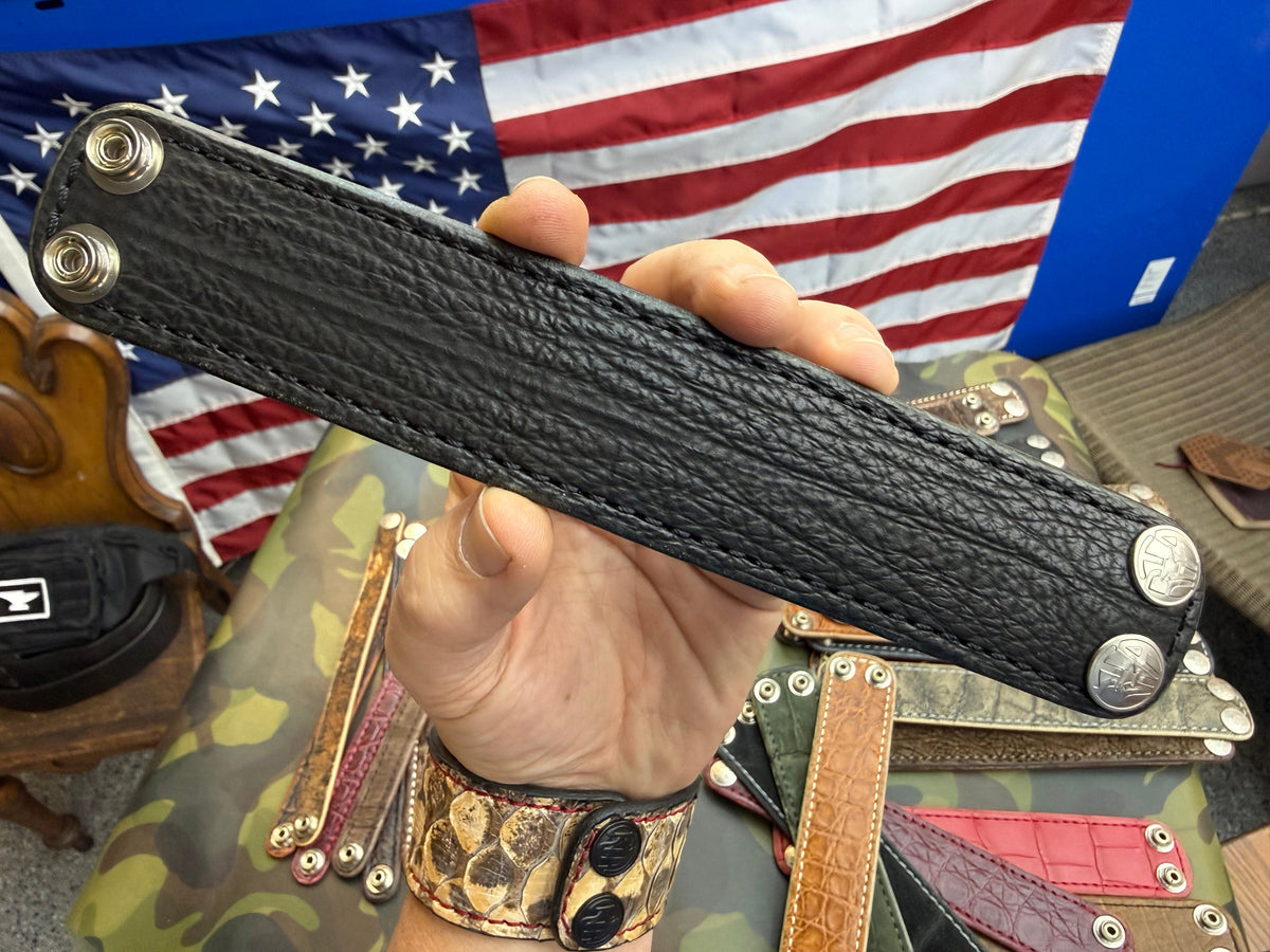 Exotic Leather Bracelet / Cuff:  Black Shark - Anvil Customs