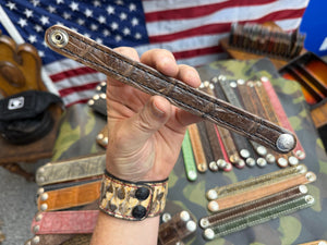Exotic Leather Bracelet / Cuff:  Brown Alligator - Anvil Customs